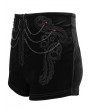 Devil Fashion Black Gothic Vintage Lace Appliqued Velvet Shorts for Women