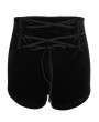 Devil Fashion Black Gothic Vintage Lace Appliqued Velvet Shorts for Women