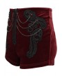 Devil Fashion Red Gothic Vintage Lace Appliqued Velvet Shorts for Women