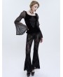 Devil Fashion Black Sexy Gothic Retro Pattern Long Flared Pants for Women