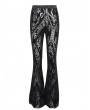 Devil Fashion Black Sexy Gothic Retro Pattern Long Flared Pants for Women