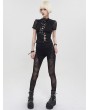 Devil Fashion Black Sexy Gothic Patterned Semi-Transparent Skinny Leggings for Women