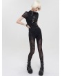 Devil Fashion Black Sexy Gothic Patterned Semi-Transparent Skinny Leggings for Women