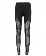 Devil Fashion Black Sexy Gothic Patterned Semi-Transparent Skinny Leggings for Women