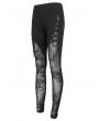 Devil Fashion Black Sexy Gothic Patterned Semi-Transparent Skinny Leggings for Women