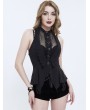 Devil Fashion Black Gothic Sexy Button Front Sleeveless Halter Shirt for Women