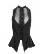 Devil Fashion Black Gothic Sexy Button Front Sleeveless Halter Shirt for Women
