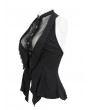 Devil Fashion Black Gothic Sexy Button Front Sleeveless Halter Shirt for Women