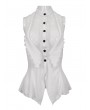 Devil Fashion White Gothic Sexy Button Front Sleeveless Halter Shirt for Women