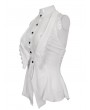 Devil Fashion White Gothic Sexy Button Front Sleeveless Halter Shirt for Women