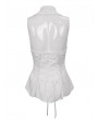 Devil Fashion White Gothic Sexy Button Front Sleeveless Halter Shirt for Women