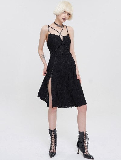 knee length dresses for ladies Women's Gothic Stand Collar Lolita Doll Midi Dresses – Punk Design main image 1