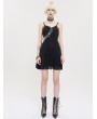 Devil Fashion Black Gothic Punk Sexy Hollow Out Lace Up Short Strap Dress