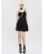 Devil Fashion Black Gothic Punk Sexy Hollow Out Lace Up Short Strap Dress