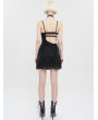 Devil Fashion Black Gothic Punk Sexy Hollow Out Lace Up Short Strap Dress