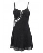 Devil Fashion Black Gothic Punk Sexy Hollow Out Lace Up Short Strap Dress