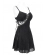 Devil Fashion Black Gothic Punk Sexy Hollow Out Lace Up Short Strap Dress