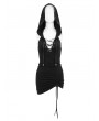 Devil Fashion Black Gothic Punk Skull Drawstring Sexy Hooded Bodycon Dress