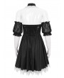 Devil Fashion Black and White Sweet Gothic Off-the-Shoulder Short Dress with Detachable Collar