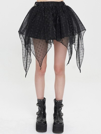 Devil Fashion Black Gothic Street Fashion Patterned Irregular Short Skirt