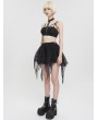 Devil Fashion Black Gothic Street Fashion Patterned Irregular Short Skirt