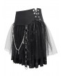 Devil Fashion Black and Gray Cross Pattern Gothic Chain Belt Short Skirt