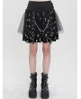 Devil Fashion Black and White Cross Pattern Gothic Chain Belt Short Skirt