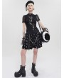 Devil Fashion Black and White Cross Pattern Gothic Chain Belt Short Skirt