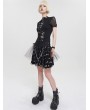 Devil Fashion Black and White Cross Pattern Gothic Chain Belt Short Skirt