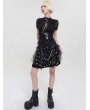 Devil Fashion Black and White Cross Pattern Gothic Chain Belt Short Skirt