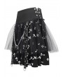Devil Fashion Black and White Cross Pattern Gothic Chain Belt Short Skirt