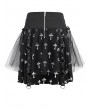 Devil Fashion Black and White Cross Pattern Gothic Chain Belt Short Skirt