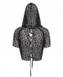 Devil Fashion Black Gothic Punk Short Sleeve Net Hooded Top for Women