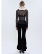 Devil Fashion Black Sexy Gothic Lace Transparent Slim Fit Long Sleeve Top for Women