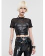 Devil Fashion Black Sexy Gothic Punk PU Leather Bustier Crop Short Top for Women