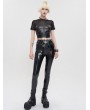 Devil Fashion Black Sexy Gothic Punk PU Leather Bustier Crop Short Top for Women