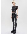 Devil Fashion Black Sexy Gothic Punk PU Leather Bustier Crop Short Top for Women