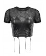 Devil Fashion Black Sexy Gothic Punk PU Leather Bustier Crop Short Top for Women