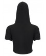 Devil Fashion Black Gothic Punk Short Sleeve Casual Hooded Top for Women