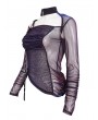 Devil Fashion Purple Sexy Gothic Cut Out Transparent Crinkle Irregular T-Shirt for Women
