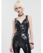Devil Fashion Black Gothic Punk PU Leather Low Cut Zipper Waistcoat for Women