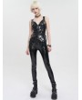 Devil Fashion Black Gothic Punk PU Leather Low Cut Zipper Waistcoat for Women