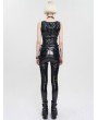 Devil Fashion Black Gothic Punk PU Leather Low Cut Zipper Waistcoat for Women