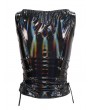 Devil Fashion Black Gothic Punk PU Leather Low Cut Zipper Waistcoat for Women