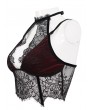 Eva Lady Black and Red Sexy Gothic Lace Velvet Short Corset Top for Women