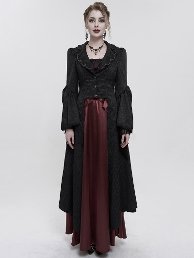 Eva Lady Black Gothic Retro Long Tail Coat for Women