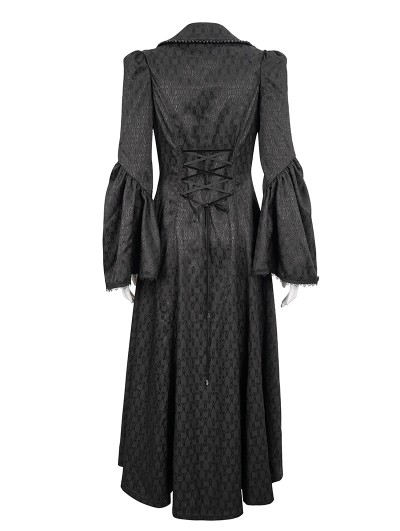 Eva Lady Black Gothic Retro Long Tail Coat for Women - DarkinCloset.com