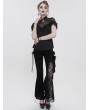 Eva Lady Black Gothic Vintage Lace Flower Long Flared Trousers for Women