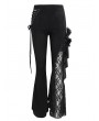 Eva Lady Black Gothic Vintage Lace Flower Long Flared Trousers for Women