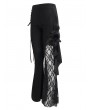 Eva Lady Black Gothic Vintage Lace Flower Long Flared Trousers for Women